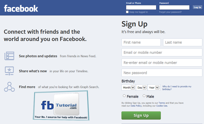 Facebook Sign up